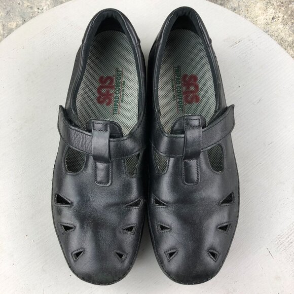 SAS Women's Size 9.5M Roamer Black Leather Mary Jane Hook & Loop Comfort Shoes - Picture 3 of 16